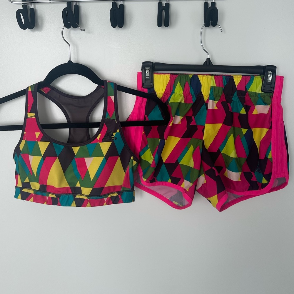 Adidas Pink and Multicolor Climalite Sports Set